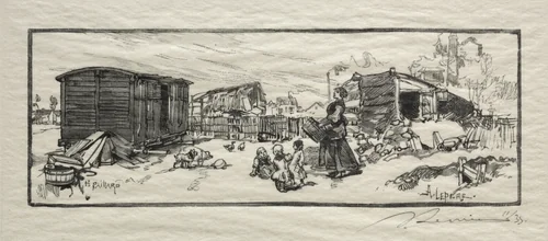 The Carriage House (Le wagon-logement) by Auguste Louis Lepère, print, 1886