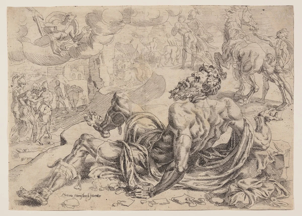 The Conversion of Saul by Maerten van Heemskerck or Dirck Volkertsz. Coornhert, print, 1549