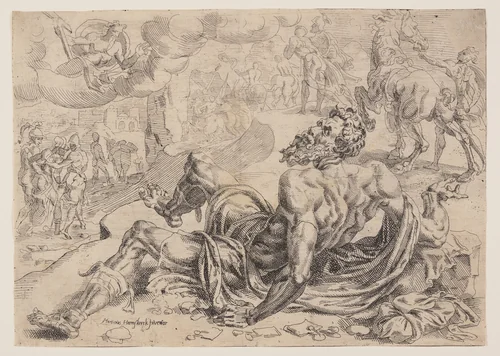 The Conversion of Saul by Maerten van Heemskerck or Dirck Volkertsz. Coornhert, print, 1549