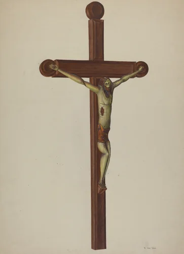 Carved Wooden Crucifix by Vera Van Voris, index of american design, 1939