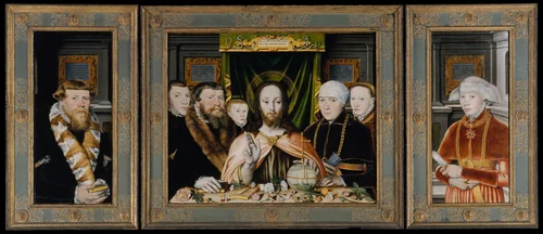Christ Blessing, Surrounded by a Donor Family by German Painter, painting, 1573-1582