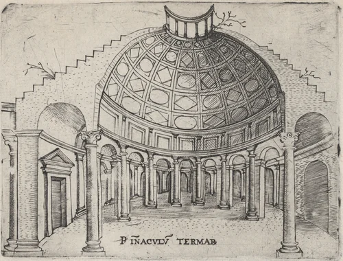 Pinaculu Termar (sic), from a Series of 24 Depicting (Reconstructed) Buildings from Roman Antiquity by anonymous, print, 1530-1550