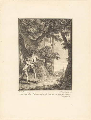 Courons vîte: l'astronomie est bonne à quelque chose by Noël Le Mire, Jean-Michel Moreau the Younger, print, 1778