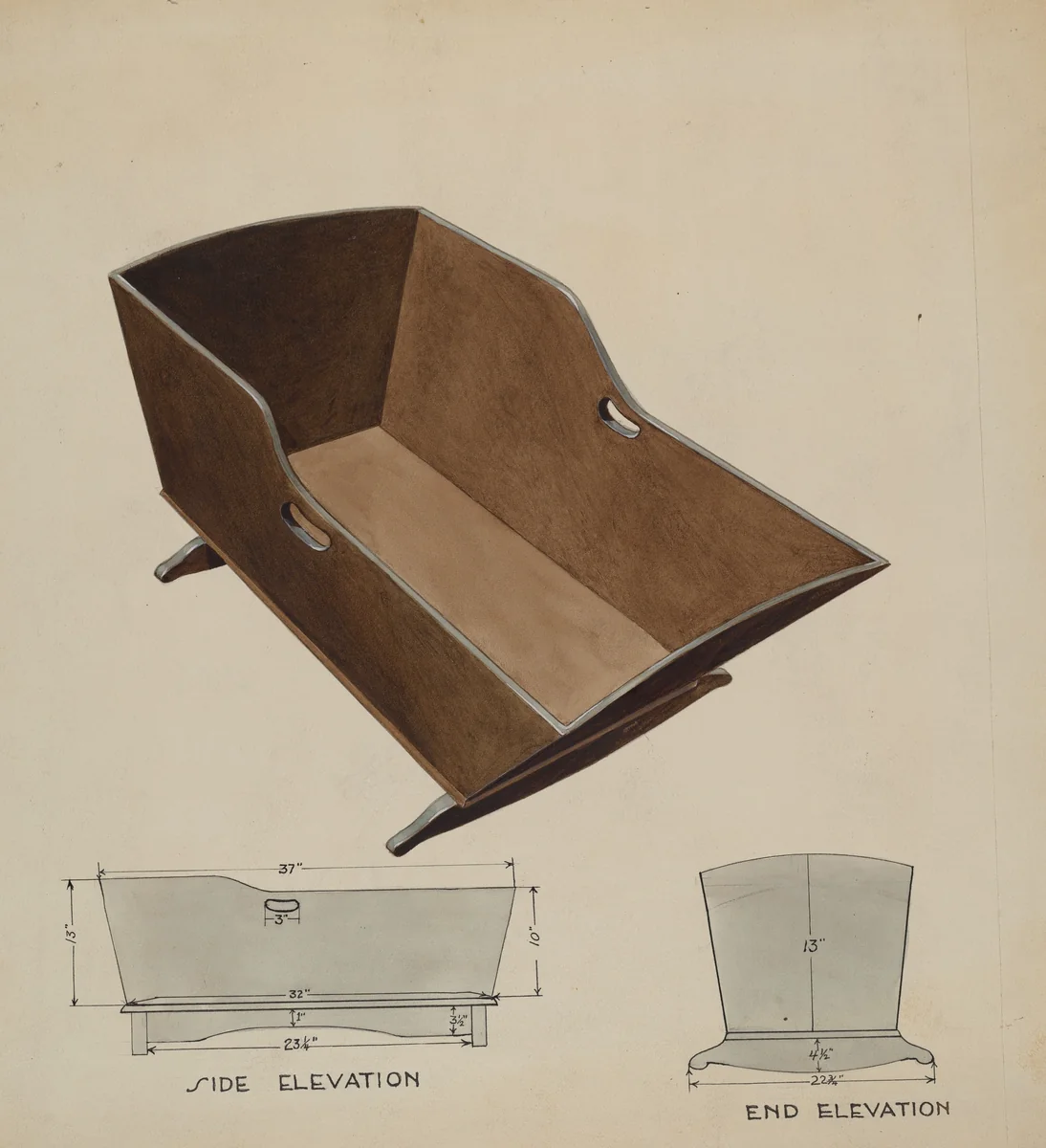 Cradle by Wellington Blewett, index of american design, 1936