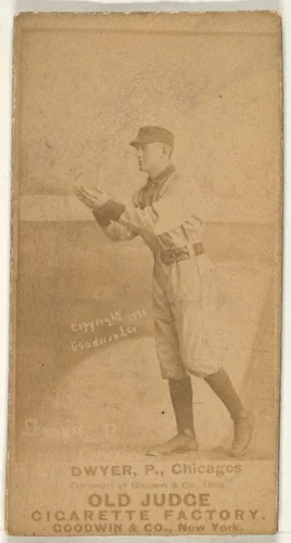 Dwyer, Pitcher, Chicago, from the Old Judge series (N172) for Old Judge Cigarettes by Goodwin & Company, photograph, 1888