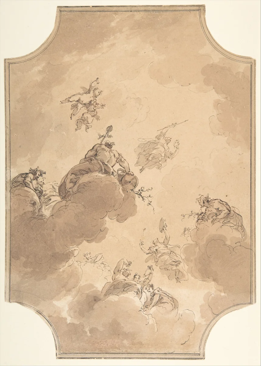 Ceiling Design by Jacob de Wit, drawing, 1710-1754
