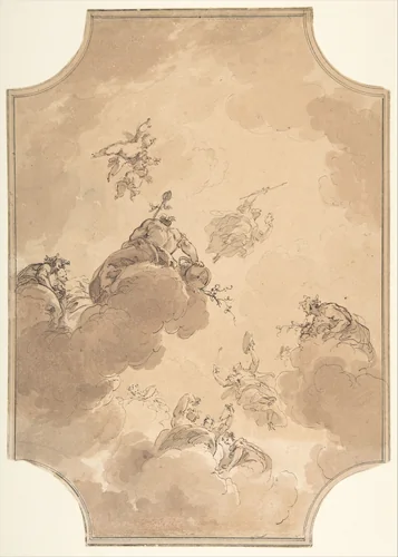 Ceiling Design by Jacob de Wit, drawing, 1710-1754