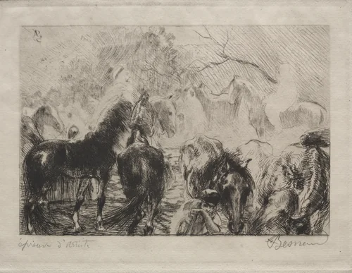 Horse Market in Algiers by Albert Besnard, print, 1898