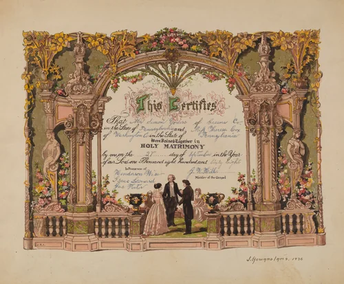 Marriage Certificate by J. Howard Iams, index of american design, 1936