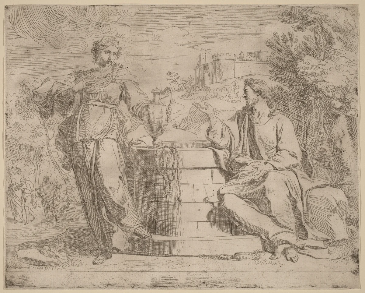 Christ and the Samaritan Woman by Josse de Pape, print, 1566-1646