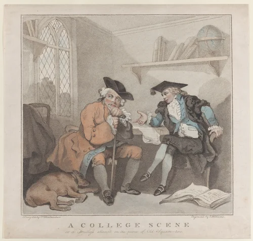 A College Scene, or a Fruitless Attempt on the Purse of Old Square-toes by Edward Williams, print, 1787