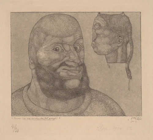 Perseus (Der Witz hat über das Leid gesiegt) [Perseus-The Triumph of Brain over Body] by Paul Klee, print, 1904