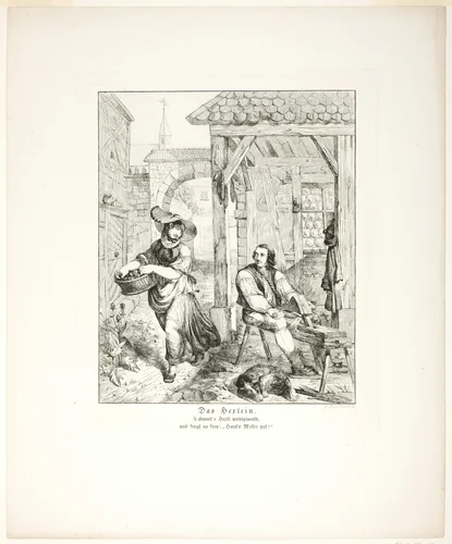 The Little Witch (Das Hexlein), plate four from the series Poems in the Dialect of the Upper Rhine Region (Zehn Blätter Zu Hebels Alemannischen Gedichten) by Sophie Reinhard, print, 1820