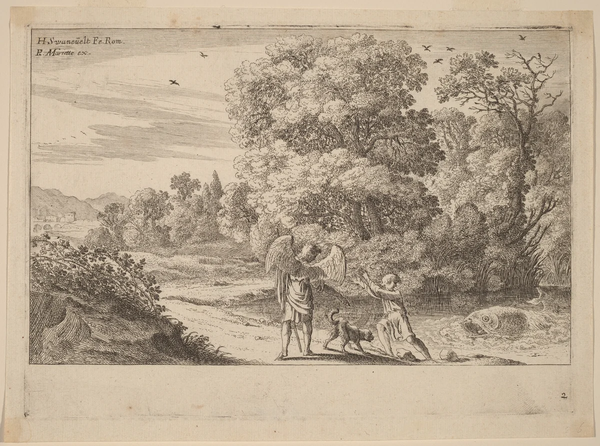 Tobias Frightened by the Fish by Herman van Swanevelt
Pierre Mariette I, print, 1600-1655