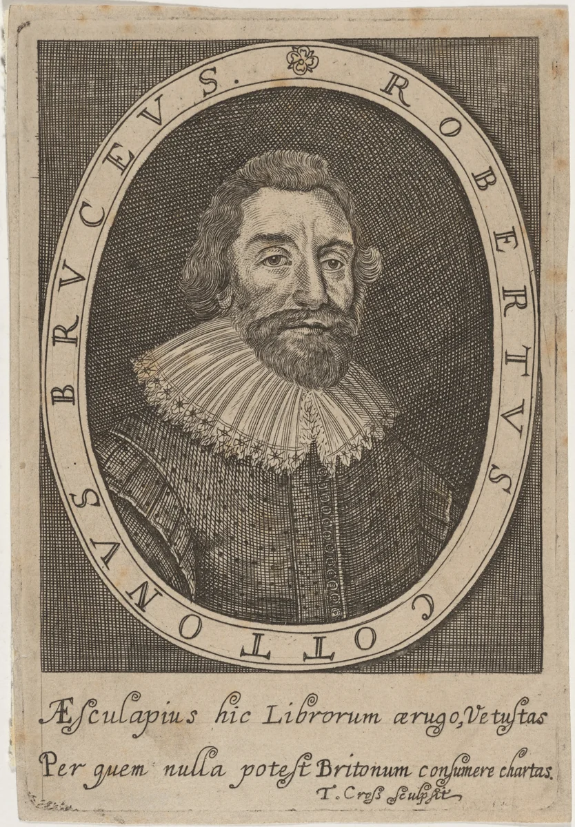 Robertus Cottonus Bruceus (Sir Robert Cotton) by Thomas Cross, print, 1655