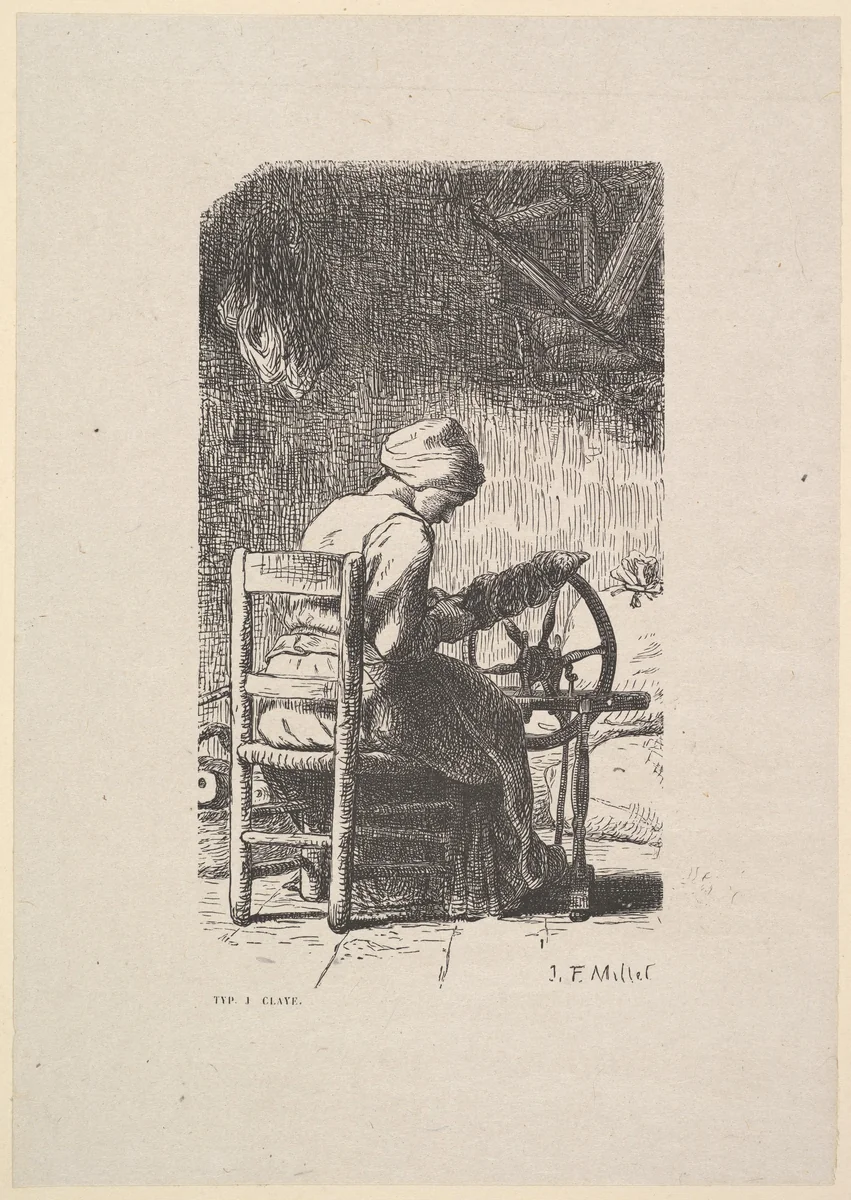 The Spinner by Jean-François Millet, print, 1853