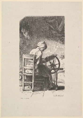 The Spinner by Jean-François Millet, print, 1853