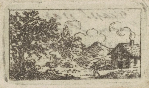 Landscape with House by Charles B. J. Févret de Saint-Mémin, print, 1794-1796