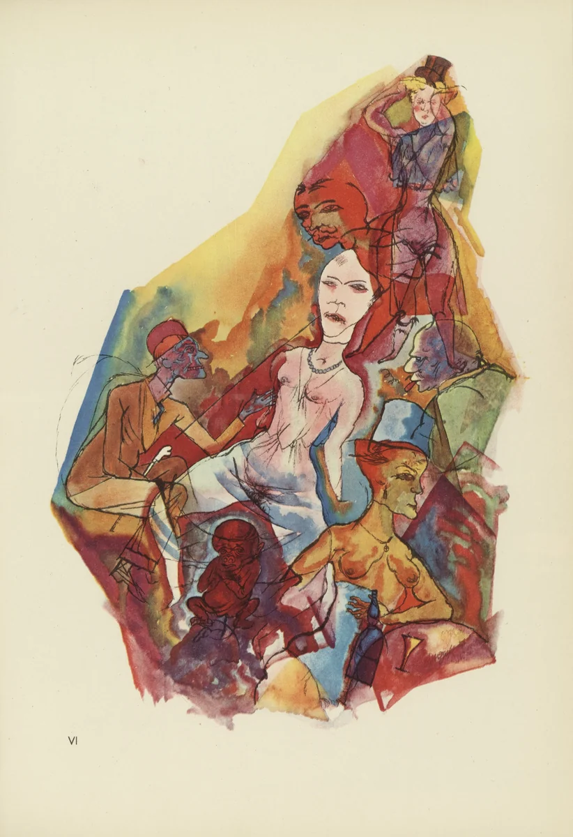 Niederkunft (plate, folio 38) from Ecce Homo by George Grosz, illustrated book, 1922