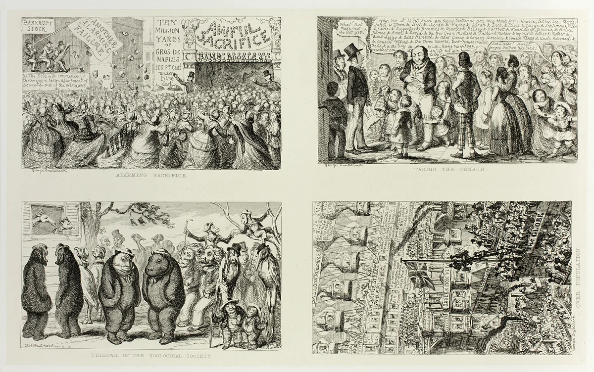 Alarming Sacrifice from George Cruikshank's Steel Etchings to The Comic Almanacks: 1835-1853 (top left) by George Cruikshank, print, 1851