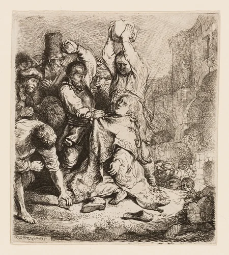 The Stoning of St. Stephen by Rembrandt van Rijn, print, 1635