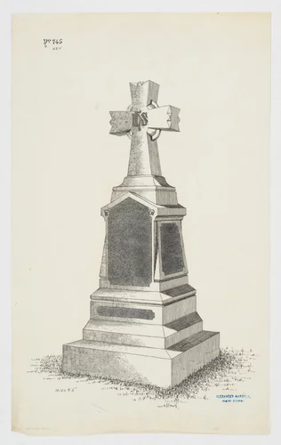 Grave Monument with Cross, No. 745 by Alexander Maxwell, drawing, 1840-1880