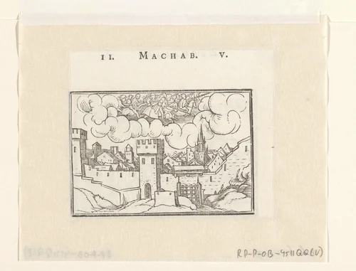 Verschijning van ruiters boven Jeruzalem by Hans Holbein, print, 1538