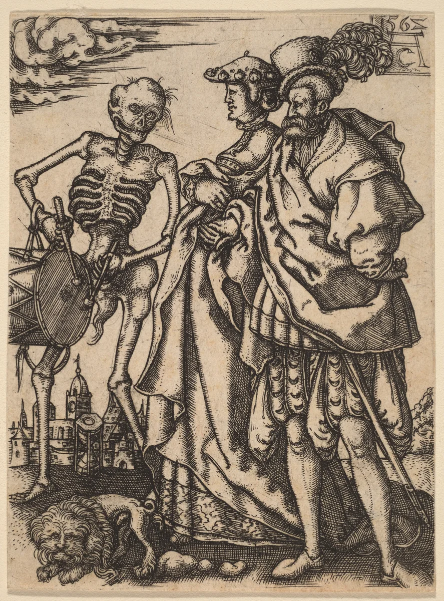 Dance of Death I by Allaert Claesz, print, 1562