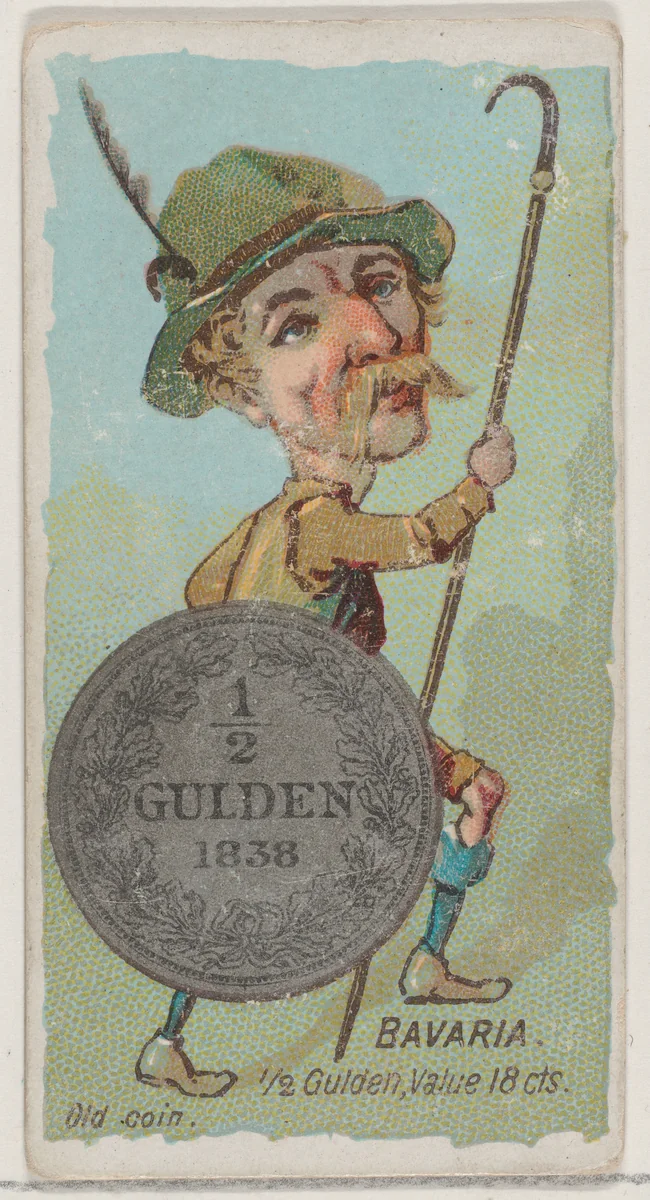 Bavaria, 1/2 Gulden, from the series Coins of All Nations (N72, variation 2) for Duke brand cigarettes by W. Duke, Sons & Co., print, 1889