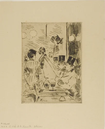 The Café of the New Athens by Jean-Louis Forain, print, 1871-1881