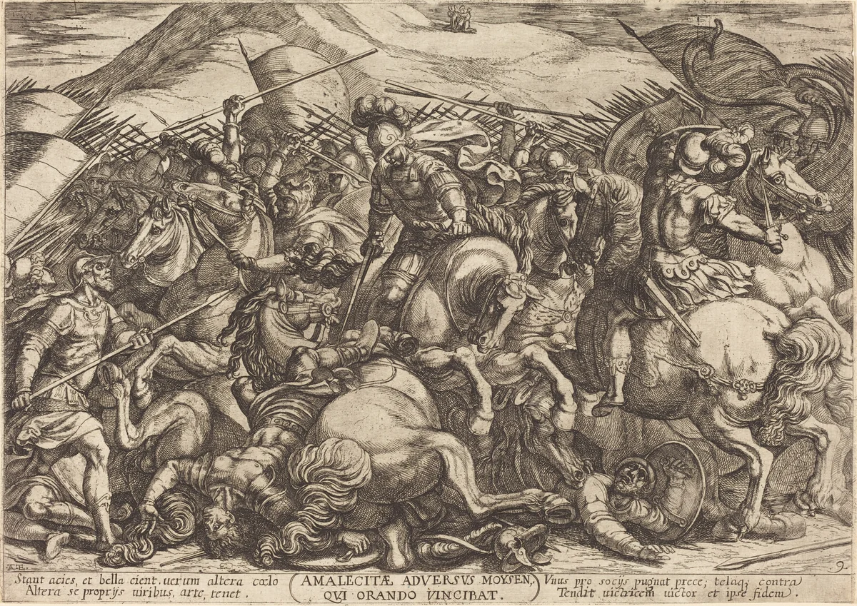 The Defeat of the Amalikits by the Hebrews by Antonio Tempesta, print, 1613