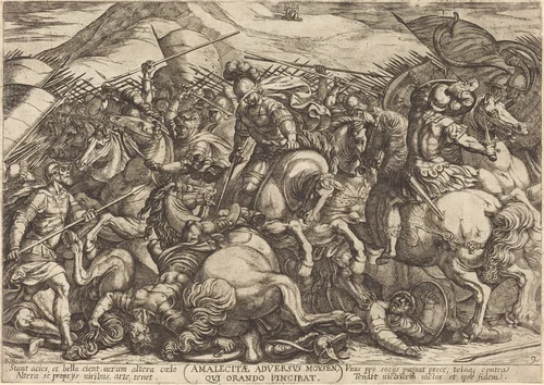 The Defeat of the Amalikits by the Hebrews by Antonio Tempesta, print, 1613
