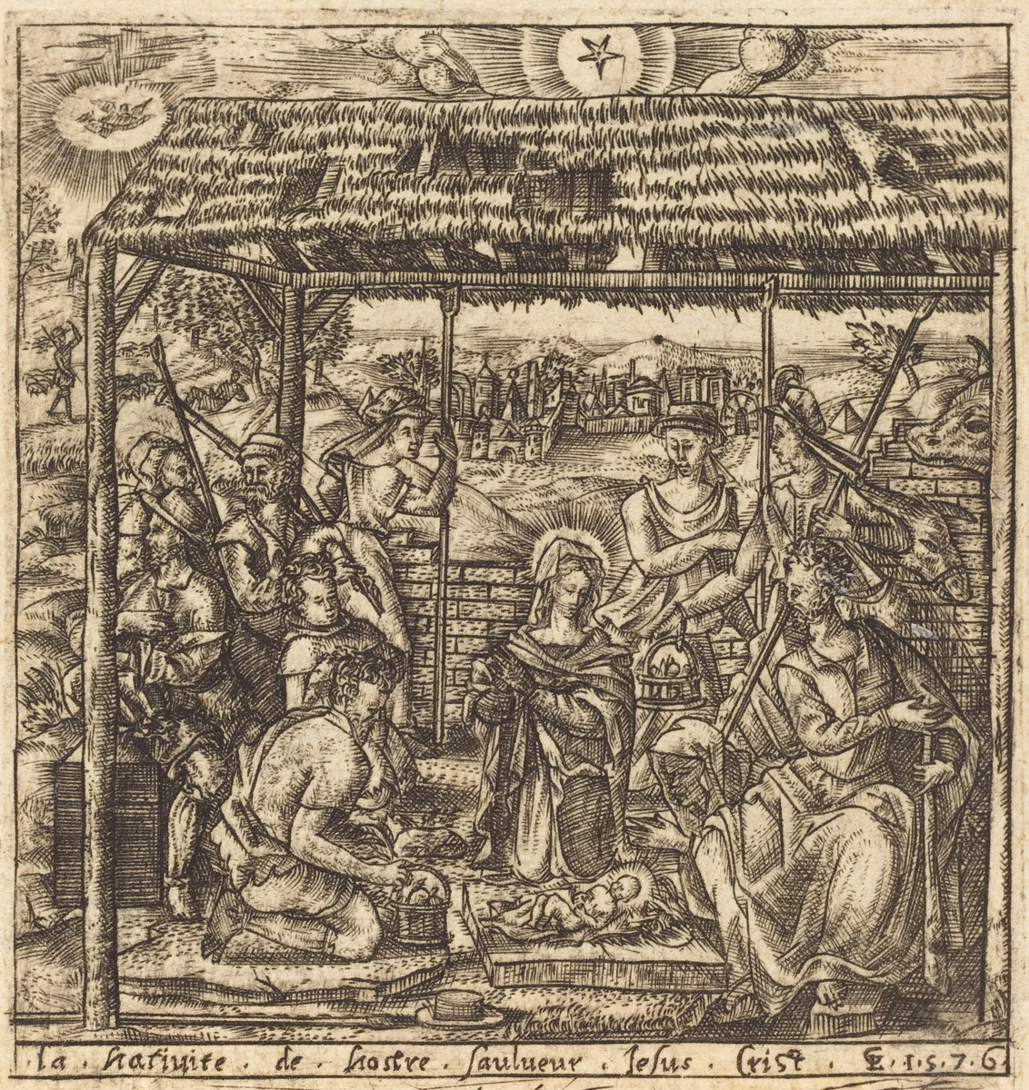 The Adoration of the Shepherds by Léonard Gaultier, print, 1576-1580