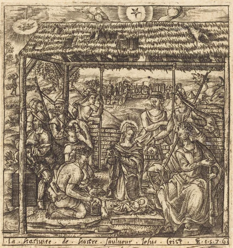 The Adoration of the Shepherds by Léonard Gaultier, print, 1576-1580