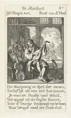Musician by Caspar Luyken, print, 1694