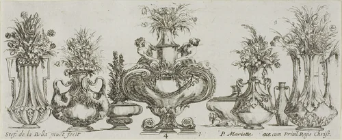 Plate Four from Collection of Various Vases by Stefano della Bella, print, 1630-1648