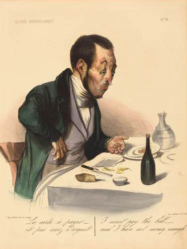 La carte a payer by Honoré Daumier, print, 1837