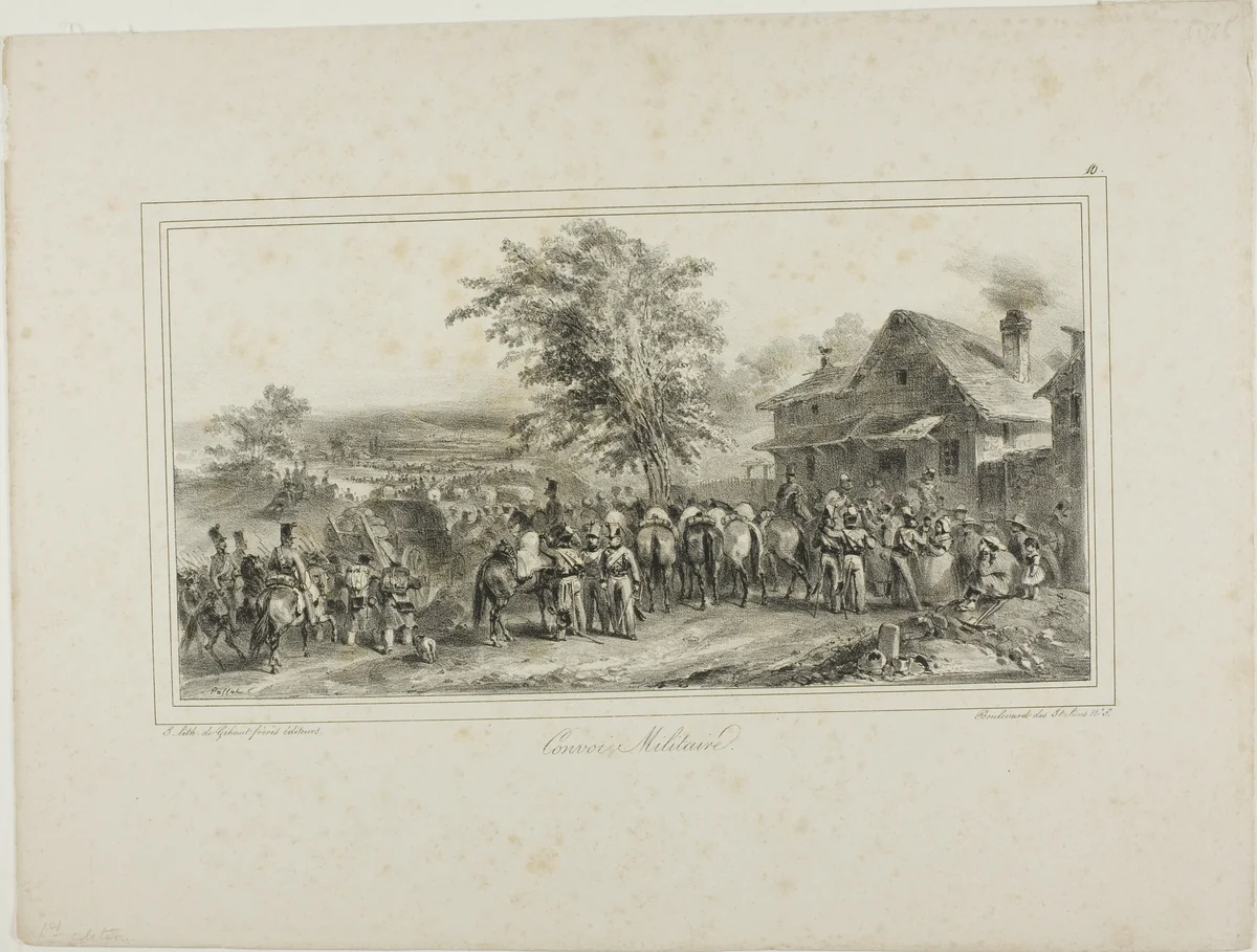 Military Convoy by Denis Auguste Marie Raffet, print, 1831