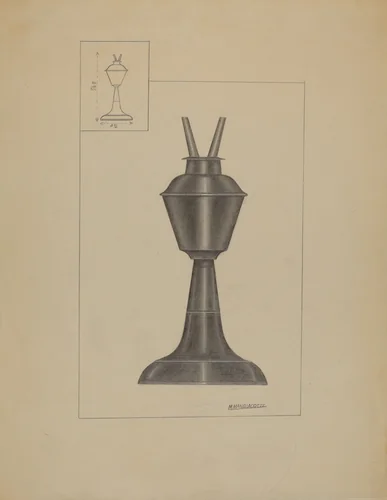 Whale Oil Lamp by Matthew Mangiacotti, index of american design, 1936