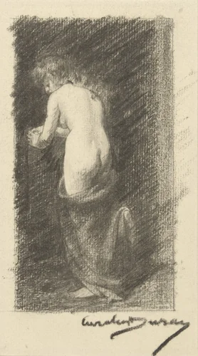 Studie van een naakte vrouw, gezien op de rug by Emile Auguste Carolus-Duran, drawing, 1848-1917