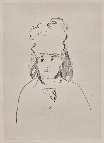 Berthe Morisot in Silhouette by Edouard Manet, print, 1872-1884
