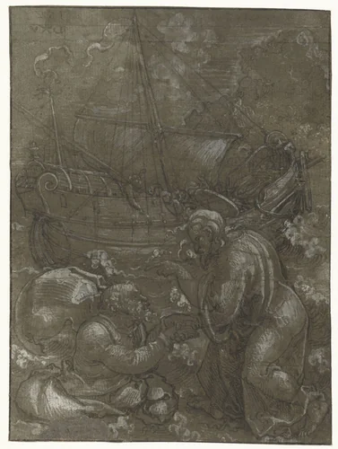 Redding van Petrus door Christus by Dirck Vellert, drawing, 1525