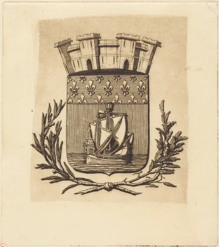 Armes symboliques de la ville de Paris (Symbolical Arms of the City of Paris) by Charles Meryon, print, 1854