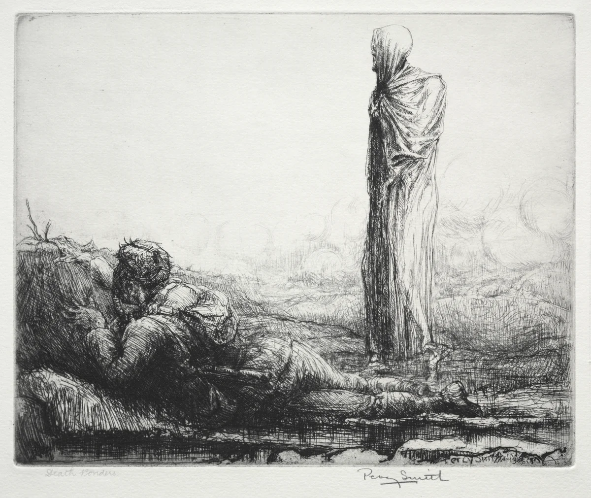 Dance of Death: Death Ponders by Percy John Delf Smith, print, 1919