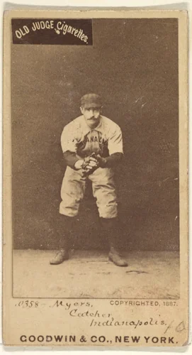 Myers, Catcher, Indianapolis, from the Old Judge series (N172) for Old Judge Cigarettes by Goodwin & Company, photograph, 1887