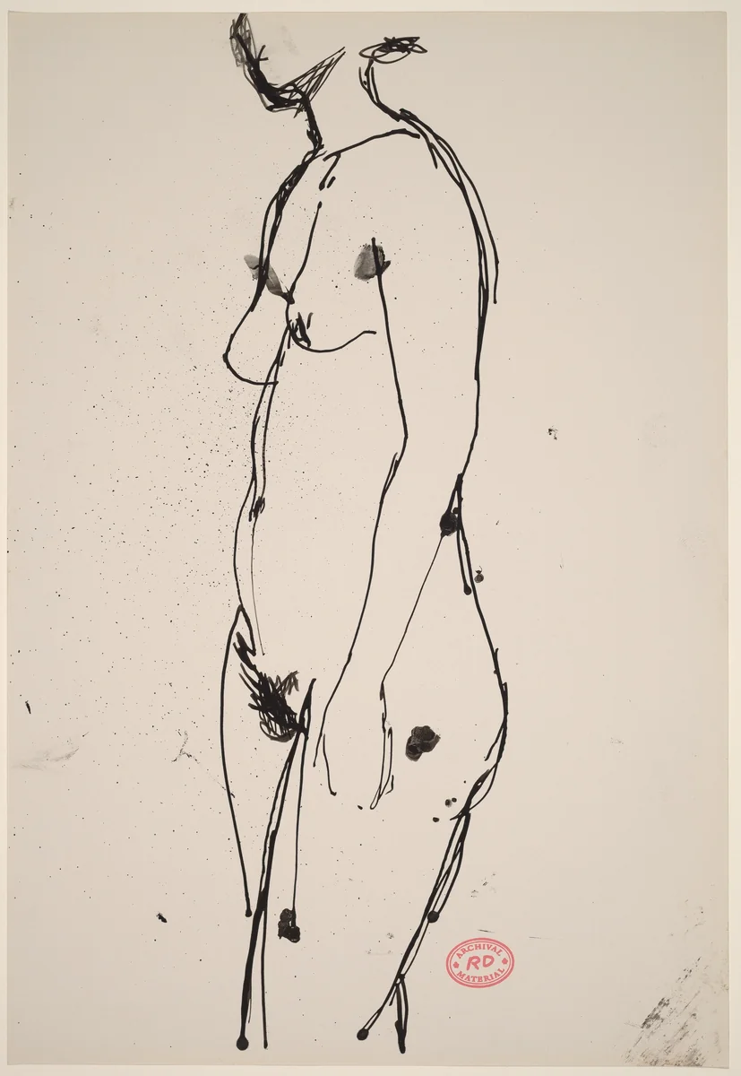 Untitled [standing female nude turned left] by Richard Diebenkorn, drawing, 1955-1967