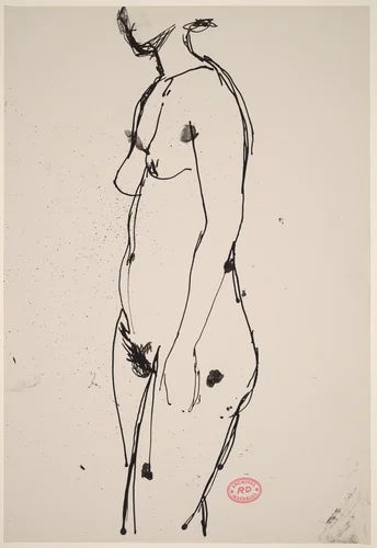 Untitled [standing female nude turned left] by Richard Diebenkorn, drawing, 1955-1967