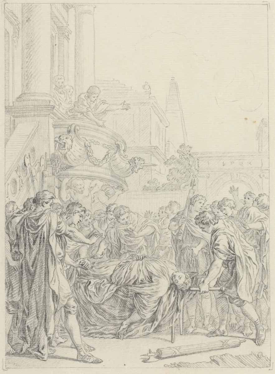 Du plus grand des Romains voilà ce qui vous reste by Hubert François Gravelot, drawing, 1699-1773