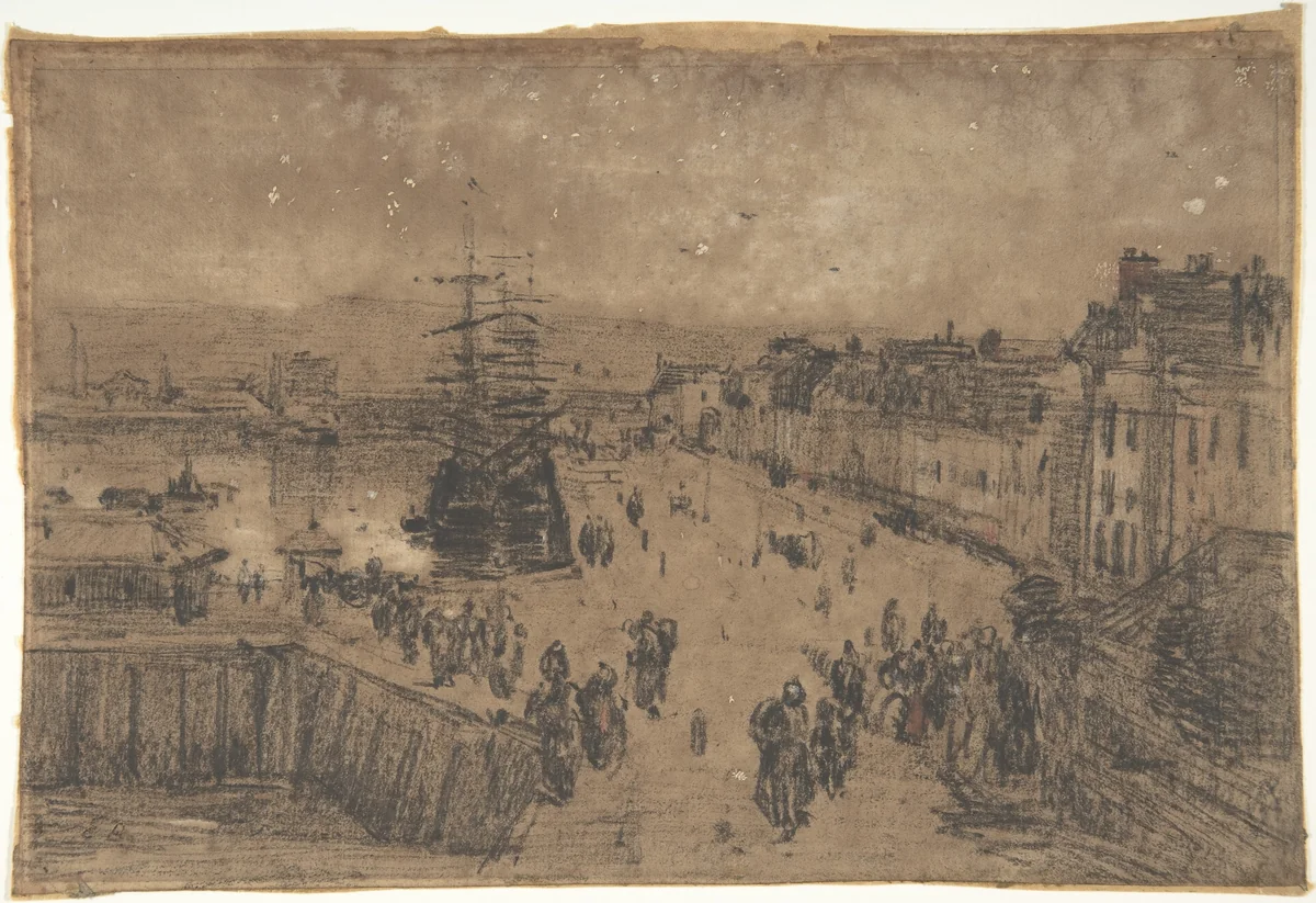 The Port, Trouville by Eugène Boudin, drawing, 1840-1898