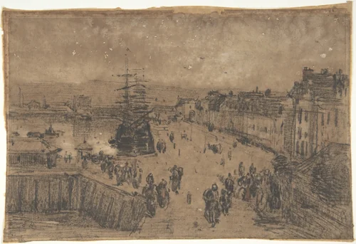 The Port, Trouville by Eugène Boudin, drawing, 1840-1898